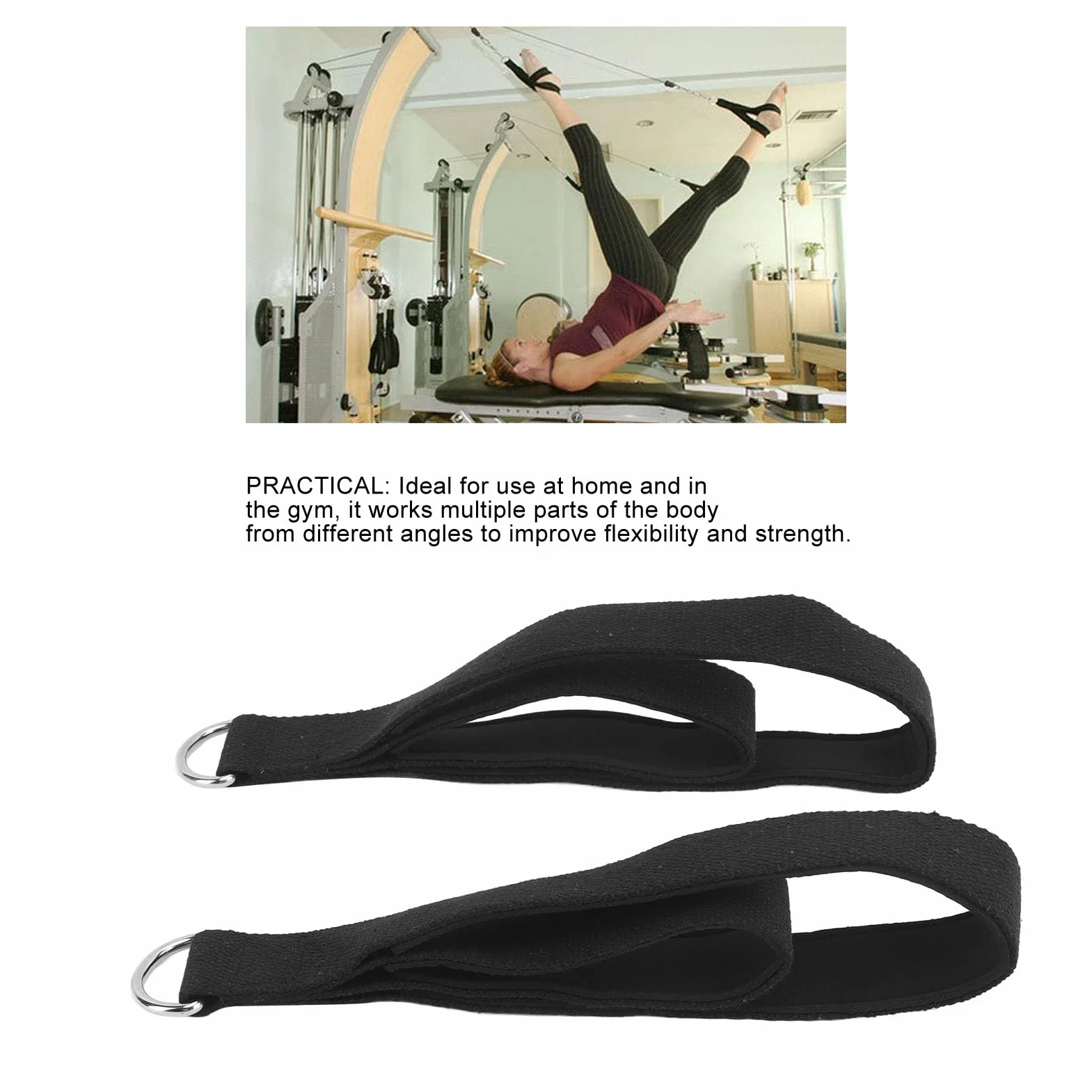 Sangles Pilates, Sangles Pilates à Double Boucle, Sangles Fitness D Ring Doubles Boucles Rembourrées, Poignées d'exercice, équipement de Fitness de Remplacement pour Pilates,