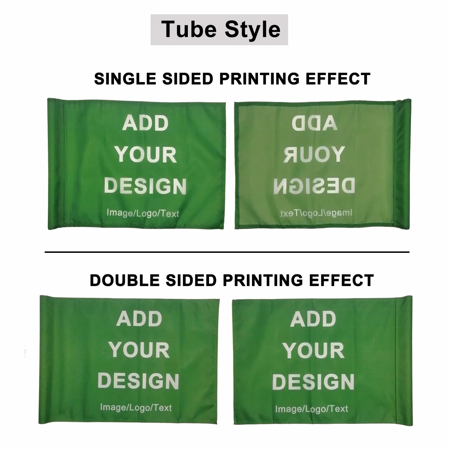 Drapeau de golf personnalisé pour épingle de golf avec tube en plastique ou œillets en laiton (style tube)