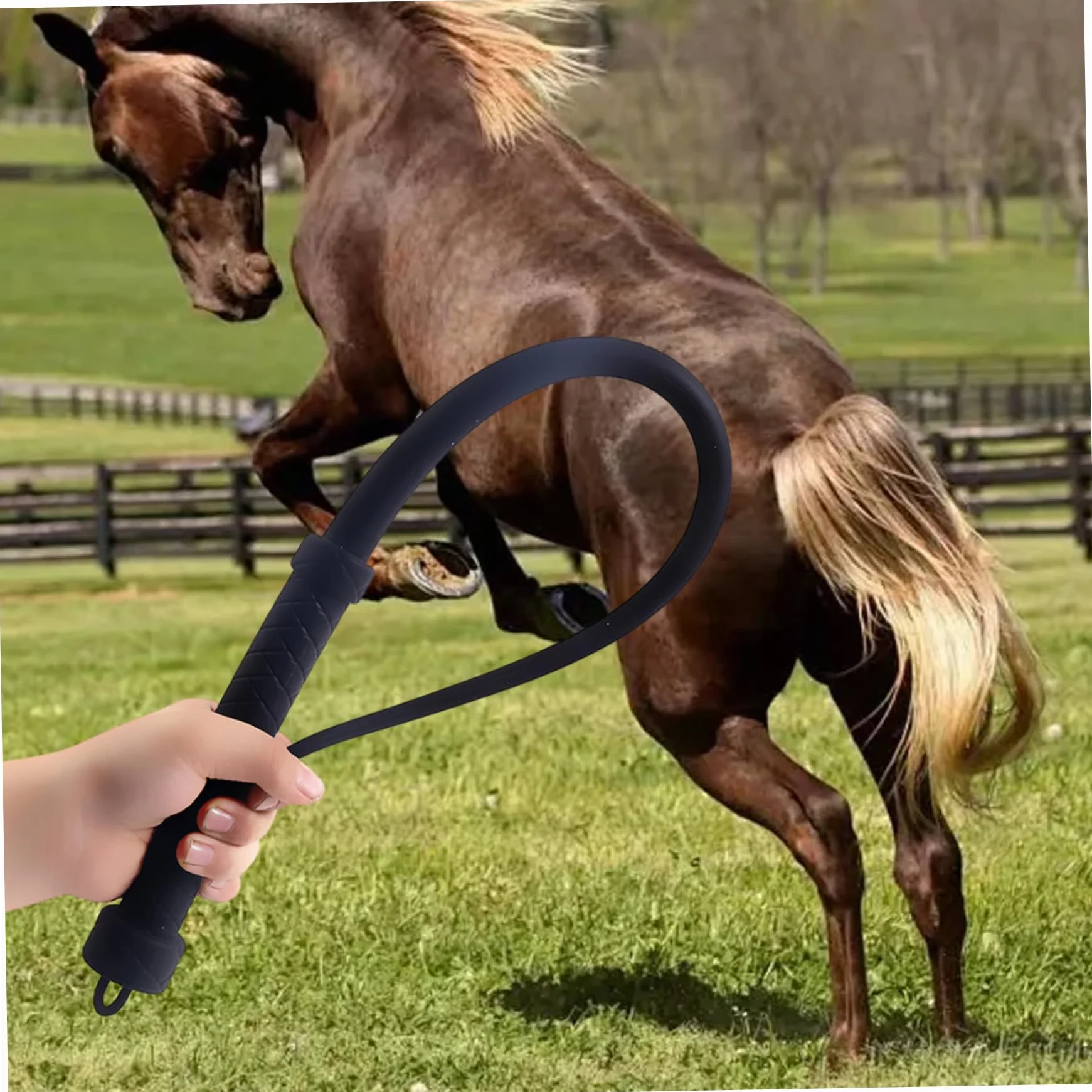 Fouet pour Cheval, cravache en Silicone de 24 Pouces de Long, léger et Confortable avec poignée antidérapante, équitation Portable pour l'entraînement, fouets