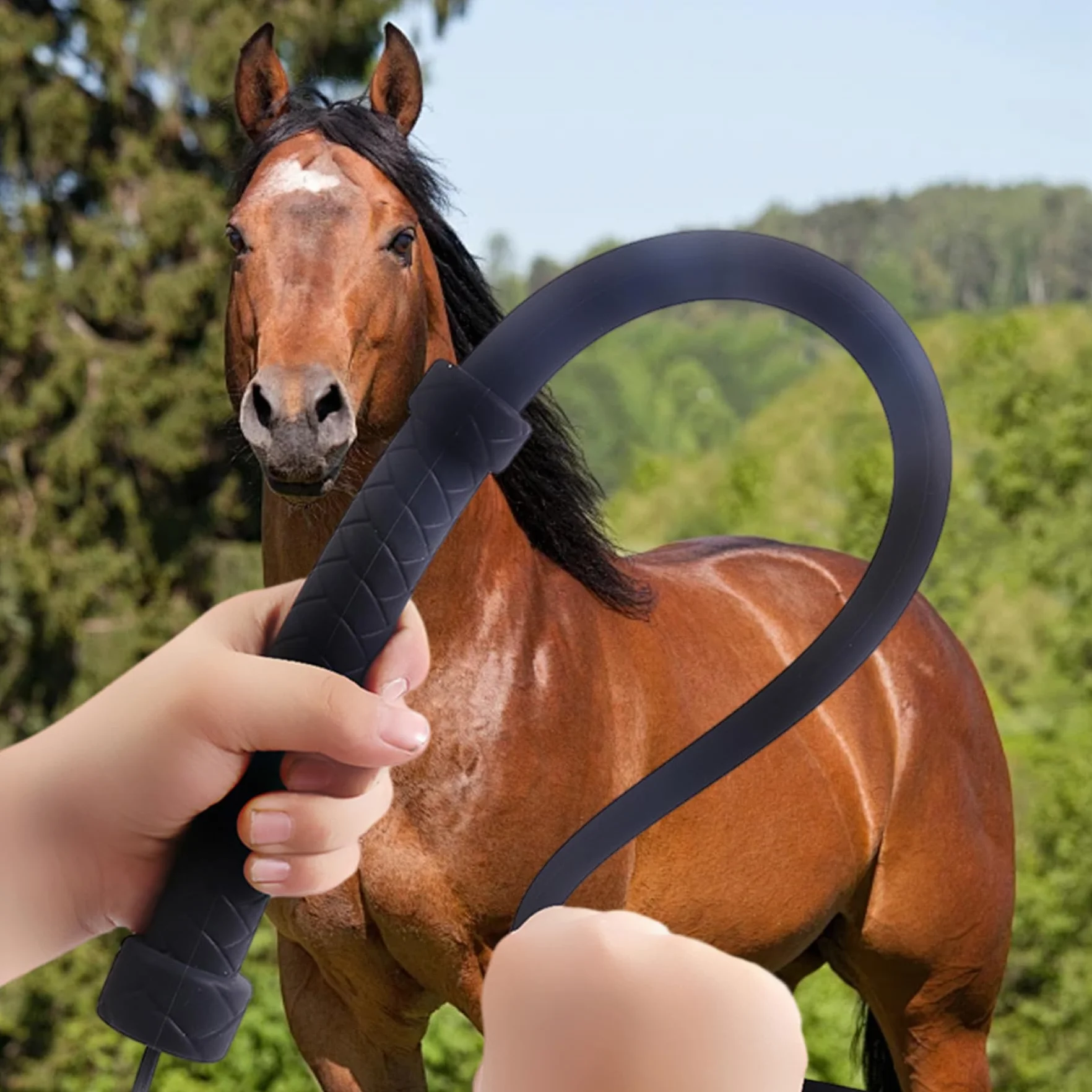 Fouet pour Cheval, cravache en Silicone de 24 Pouces de Long, léger et Confortable avec poignée antidérapante, équitation Portable pour l'entraînement, fouets