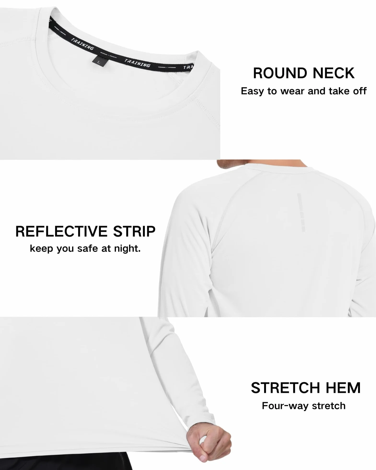 T-Shirts à Manches Longues Rashguard UPF 50+ Anti UV Homme T-Shirt de Sport Séchage Rapide Maillot de Bain Hauts T-Shirts de Pêche pour Hommes