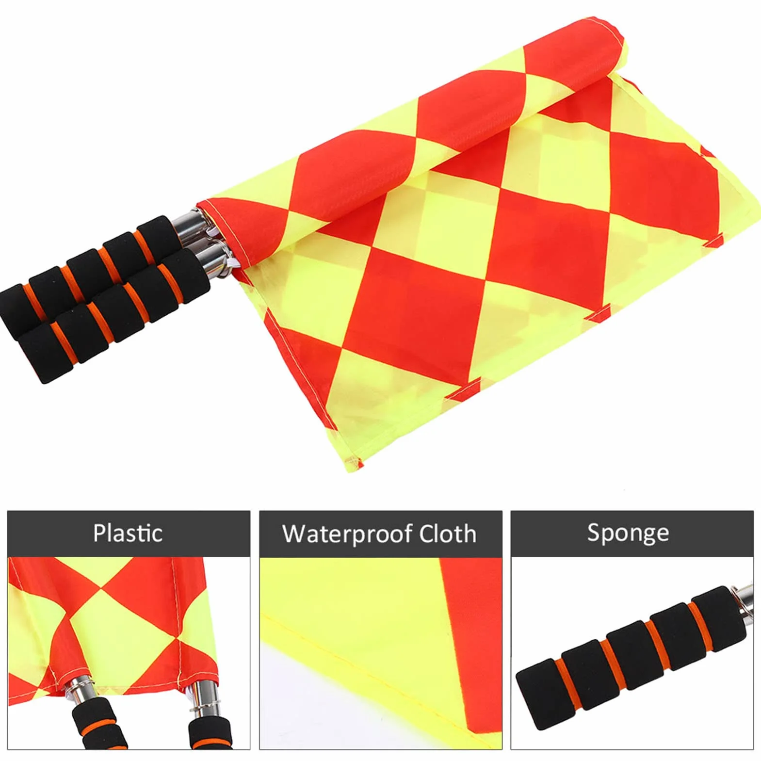 Drapeaux d'arbitre, 2 pièces/Sac Drapeau de Juge de Ligne de Match de Sport d'arbitre de Football de Football avec Sac de Rangement