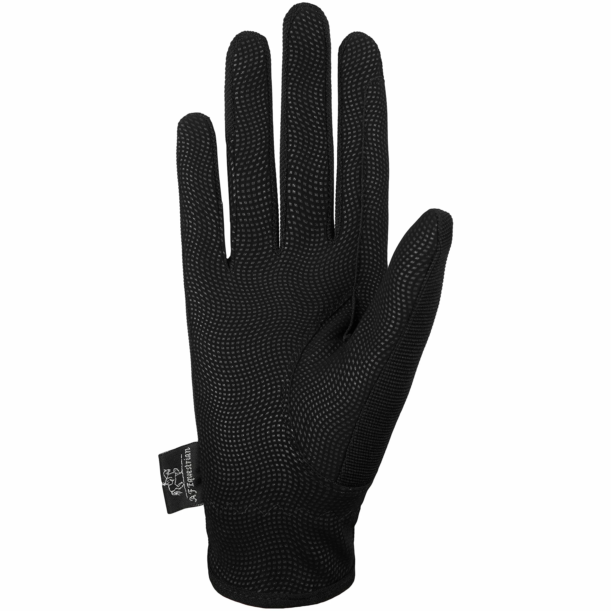 AFE Gants d'équitation pour femme en cuir synthétique stretch noir