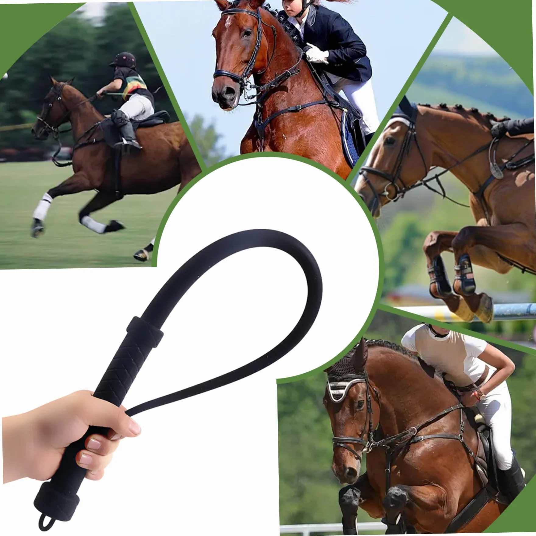 Fouet pour Cheval, cravache en Silicone de 24 Pouces de Long, léger et Confortable avec poignée antidérapante, équitation Portable pour l'entraînement, fouets