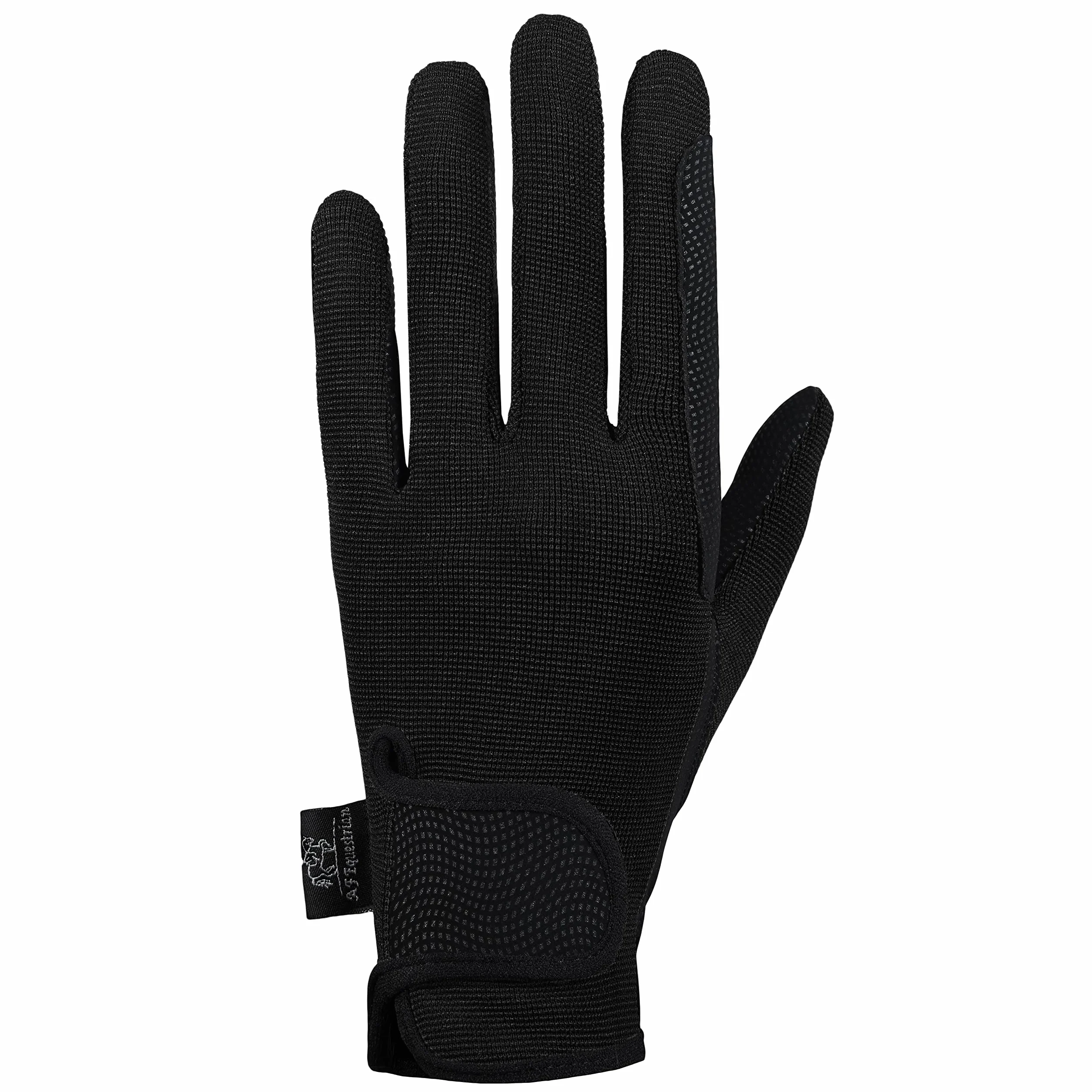 AFE Gants d'équitation pour femme en cuir synthétique stretch noir