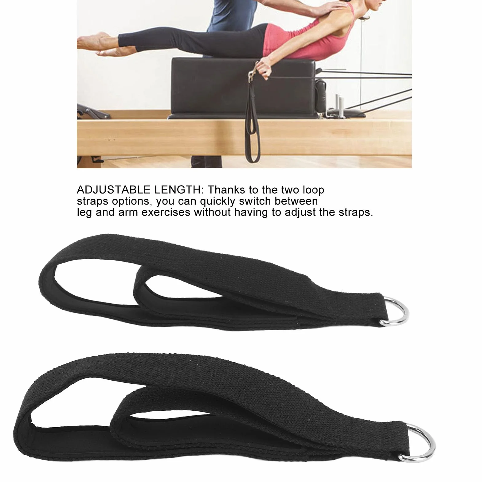 Sangles Pilates, Sangles Pilates à Double Boucle, Sangles Fitness D Ring Doubles Boucles Rembourrées, Poignées d'exercice, équipement de Fitness de Remplacement pour Pilates,