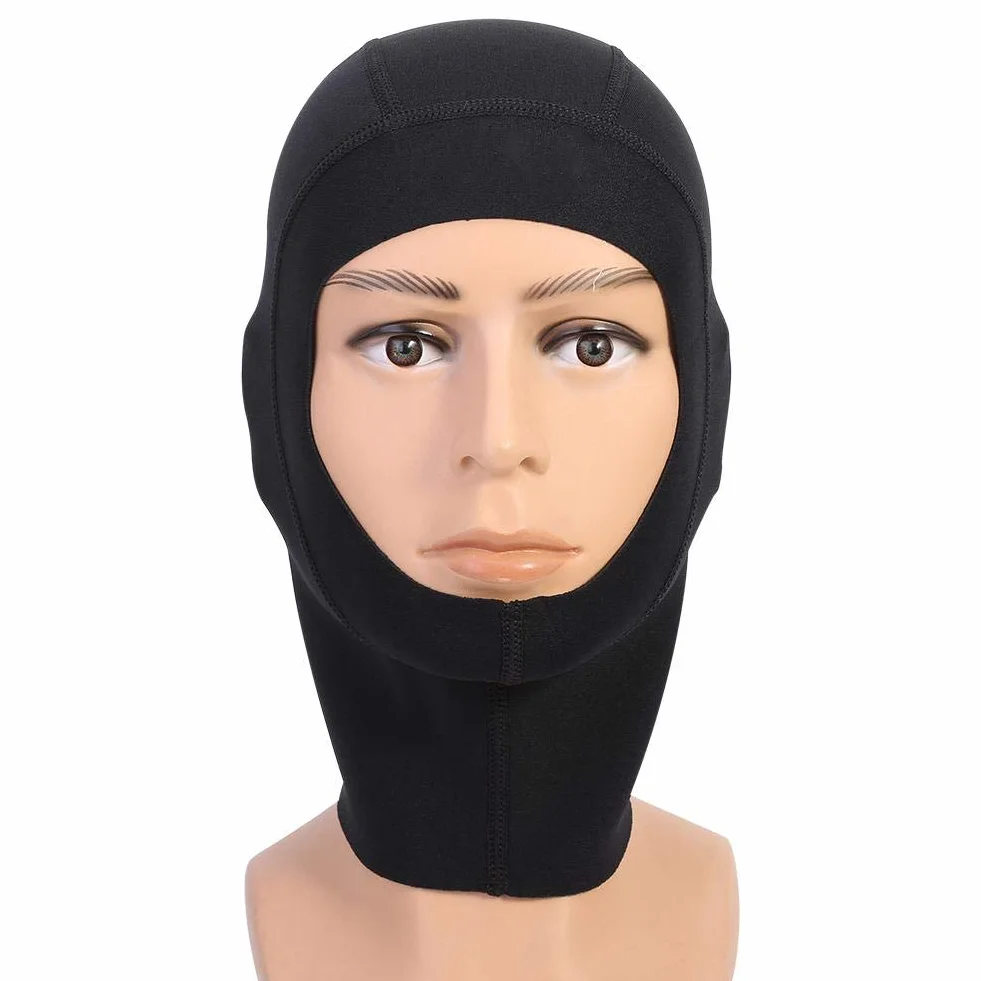 Bonnet de Plongée Unisexe 1mm / 3mm Cagoule de Plongée Noir en Néoprène pour la Plongée en Apnée Combinaison Capuche avec Capuchon Surf Divers Hat (XL-1mm)