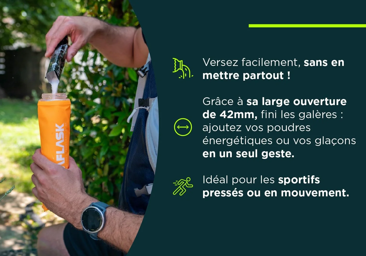 Gourdes/Flasques Souples 500 ml – Lot de 2 Softflask Diamètre 42 mm Sans BPA, Ultra-Légères,Anti-Fuite, Bouteilles d’Eau Sport pour Running, Trail, Randonnée & Vélo (BLEU- 500ML- 2pcs)