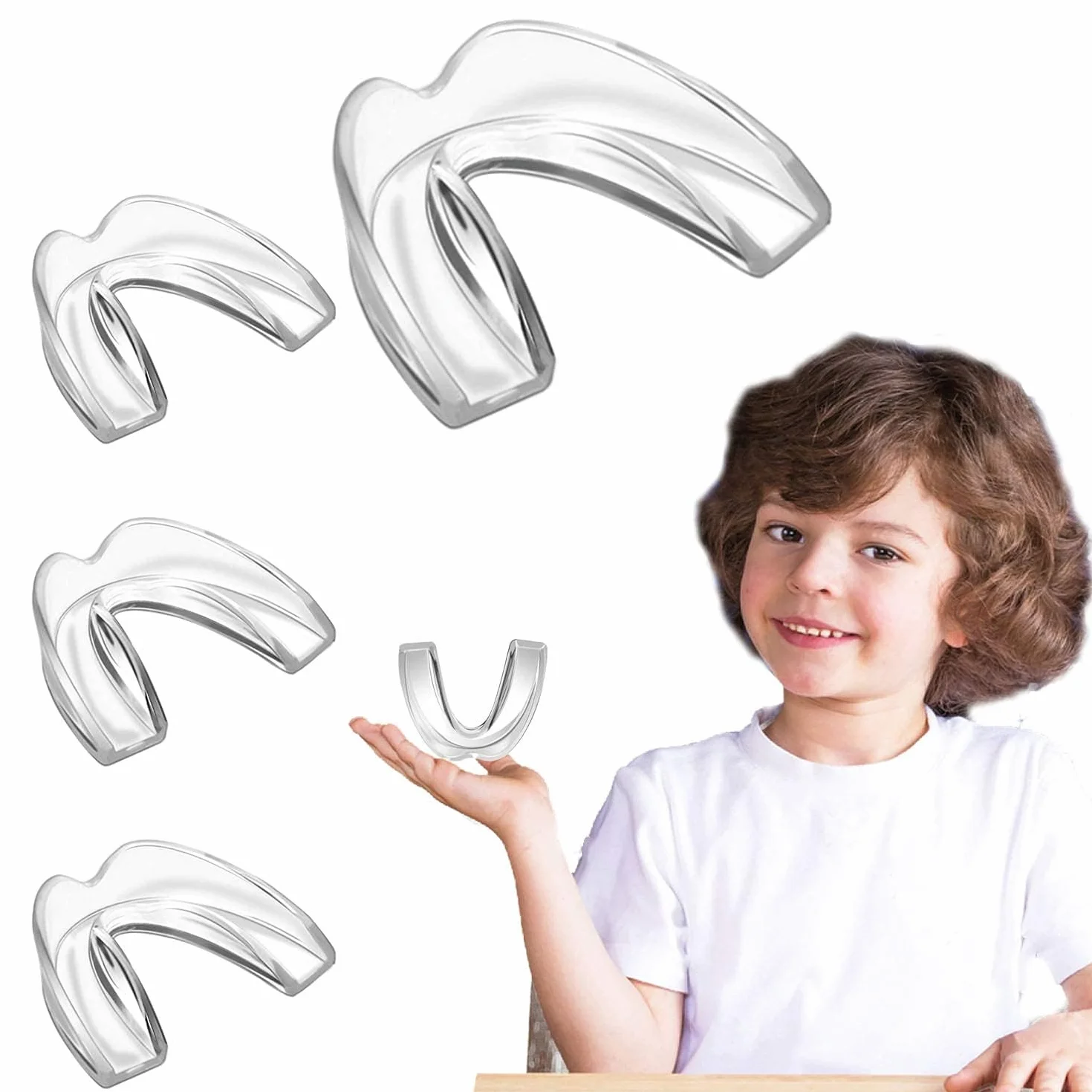 EasterCare Kids (510 ans) Protège-dents pour meulage des dents, lot de 4 protège-dents + étui de protection dentaire, élimine le bruxisme de presser la nuit, plateau