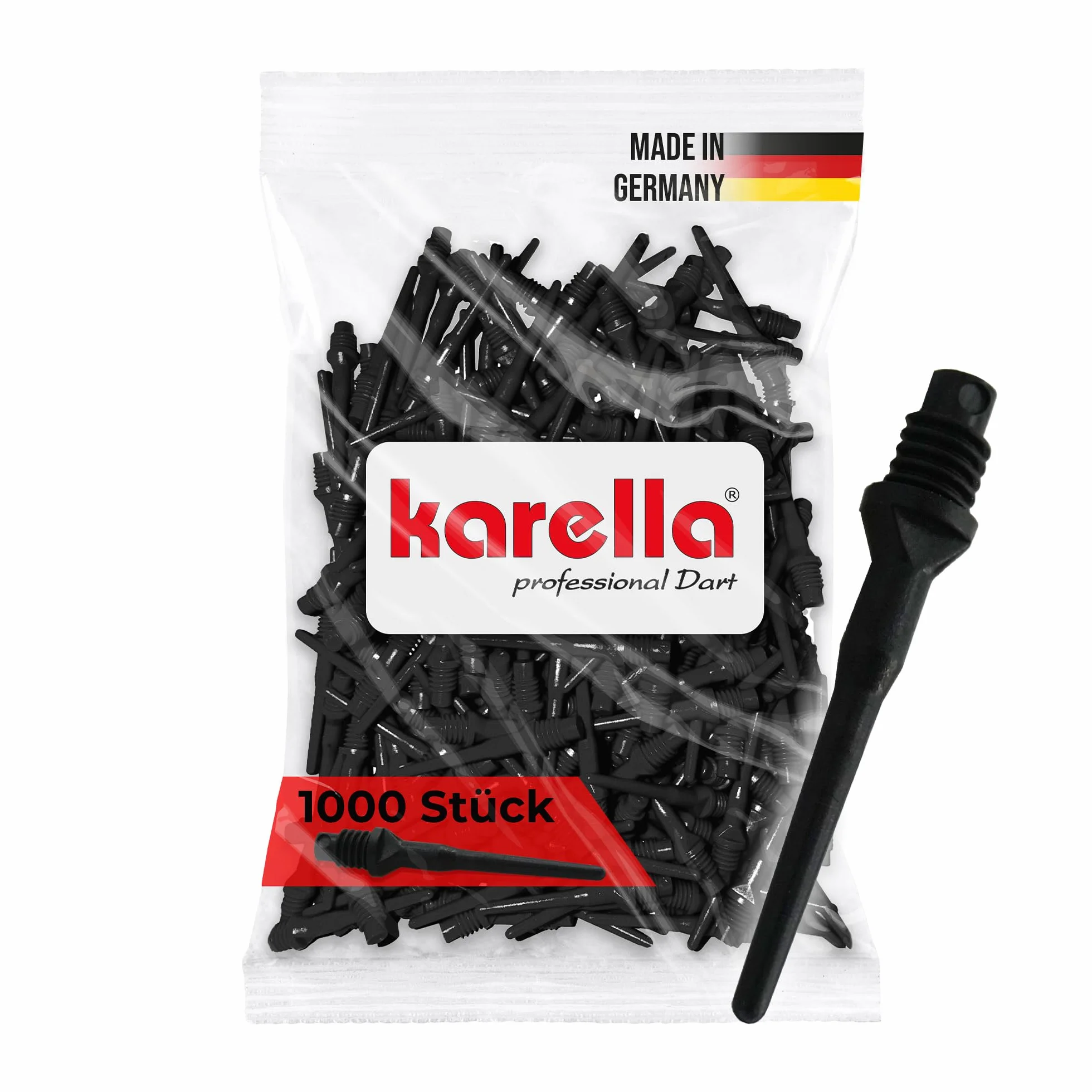 Karella Lot de 1000 Pointes de fléchettes Professionnelles Keypoint Special Filetage 2BA extrêmement Stable extrêmement Durable Noir/Rouge/Bleu/Blanc