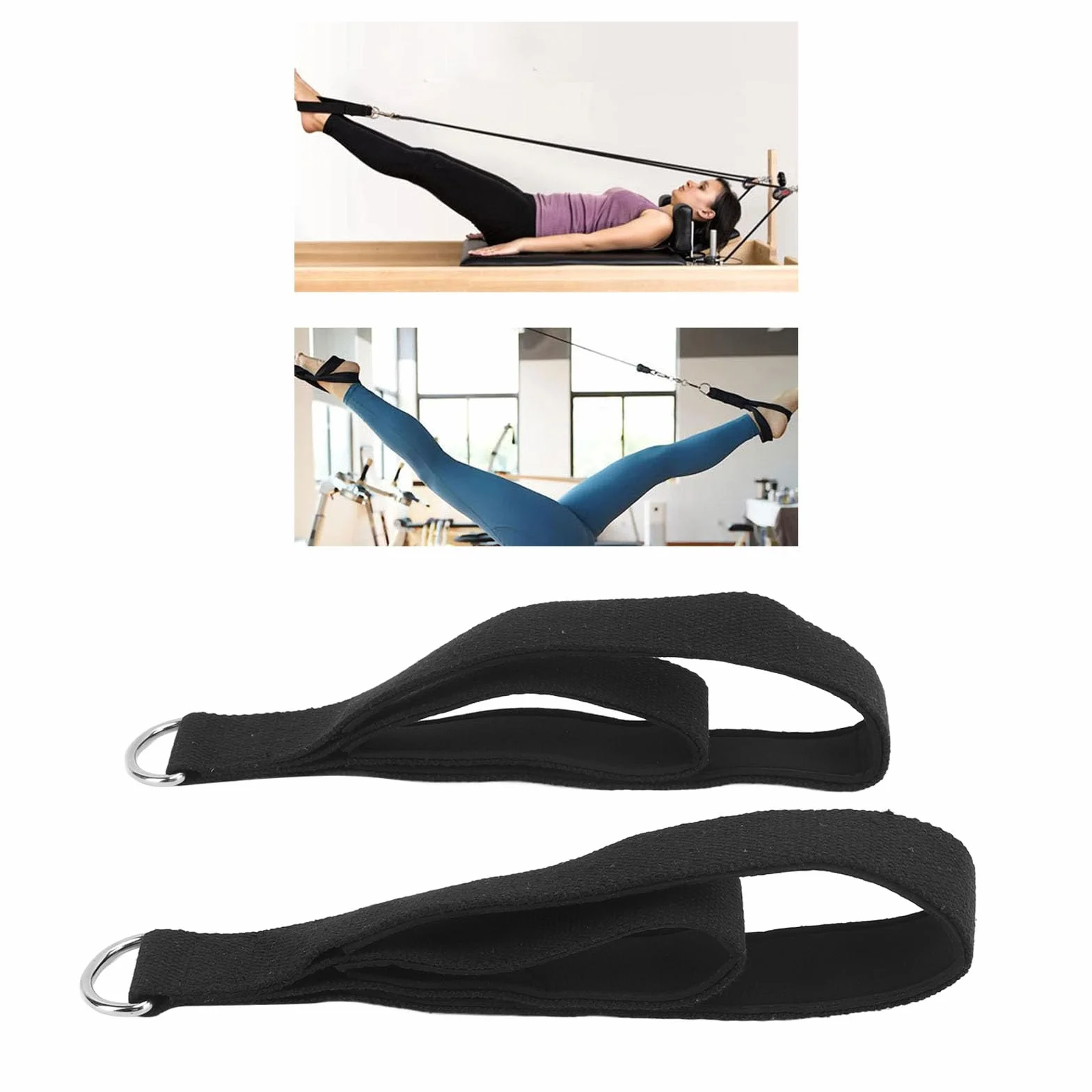 Sangles Pilates, Sangles Pilates à Double Boucle, Sangles Fitness D Ring Doubles Boucles Rembourrées, Poignées d'exercice, équipement de Fitness de Remplacement pour Pilates,